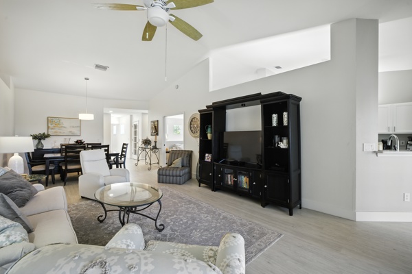 Living room at Pinnacle, Unit 2503 luxury vacation rental Naples FL