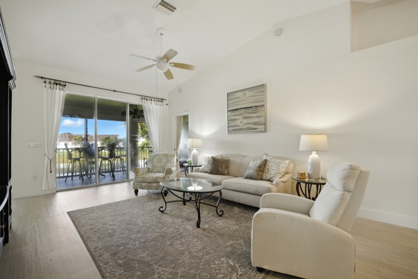 Living room with ample seating at Pinnacle, Unit 2503 Naples FL vacation home