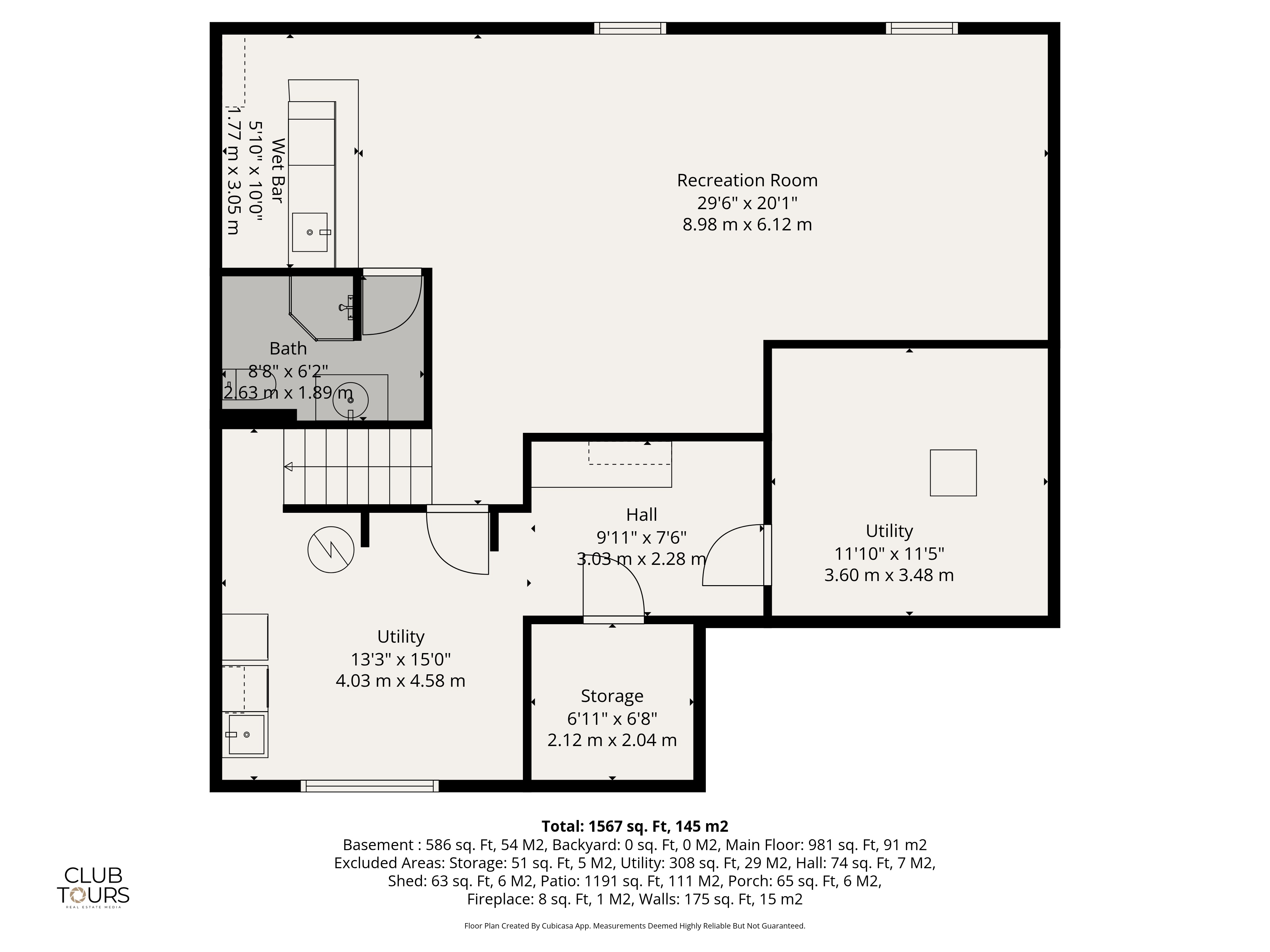 Basement floor plan — East London bungalow lower level