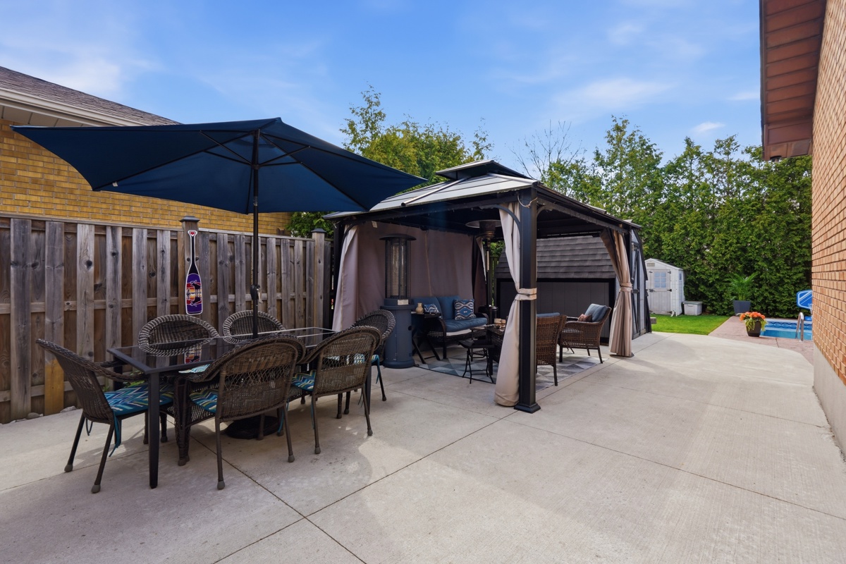 Backyard shed and pool area — London Ontario